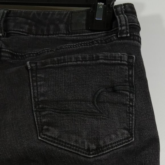 American Eagle Black Denim Super Stretch Skinny Jeans Size 0 - Picture 5 of 8